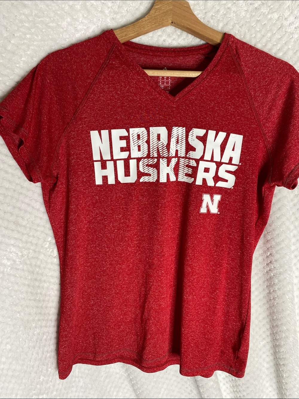 Nebraska Huskers Adidas Red V-Neck Tee